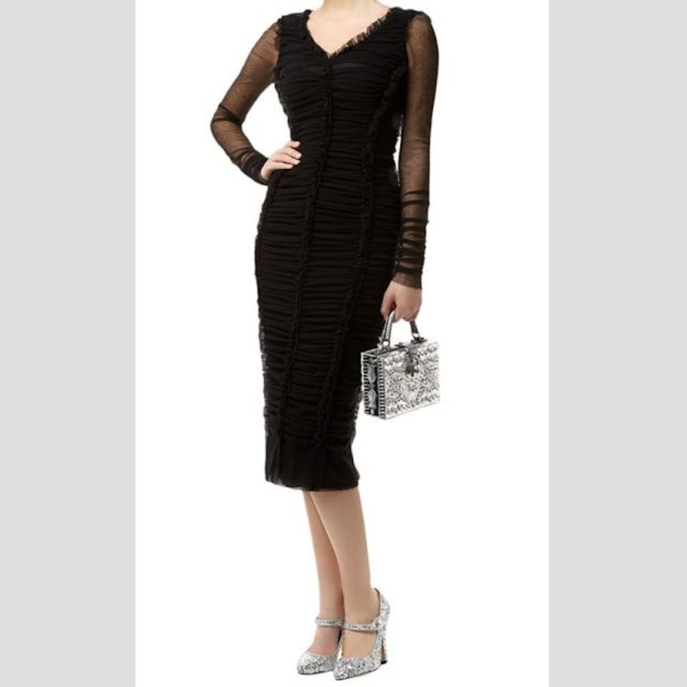 Dolce & Gabbana Ruched Tulle Midi Dress NWT